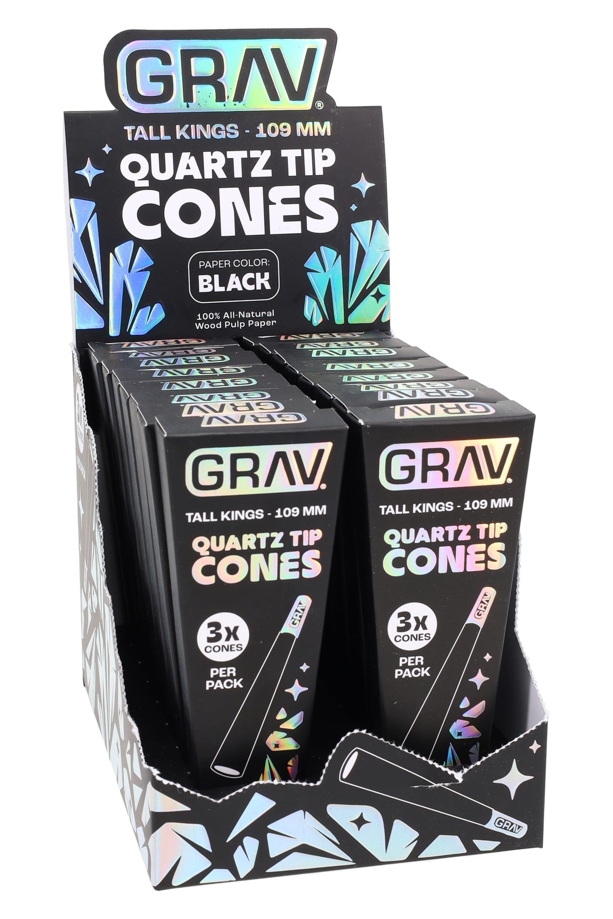 GRAV Tall Kings Quartz Tip Cones – 109 mm – 3/Pack – 16-Count Display
