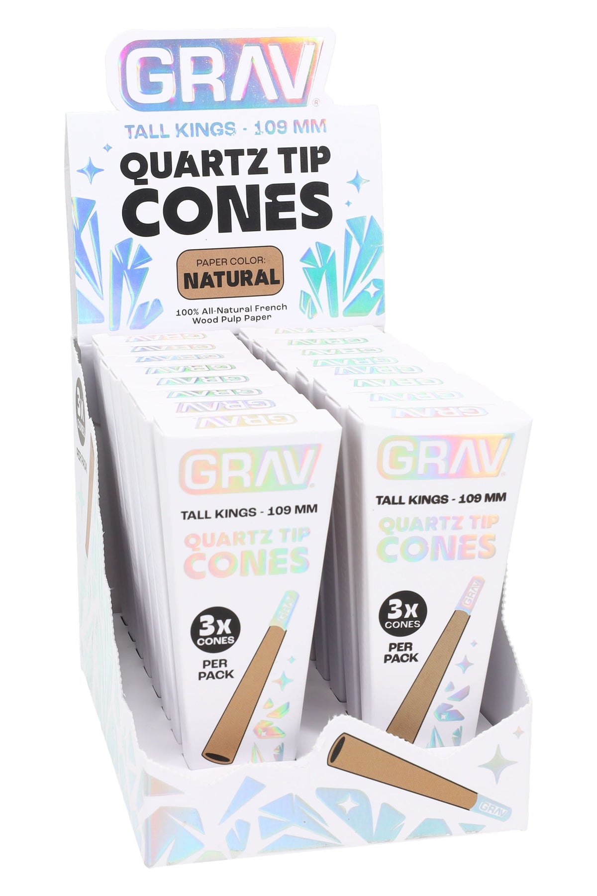 GRAV Tall Kings Quartz Tip Cones – 109 mm – 3/Pack – 16-Count Display