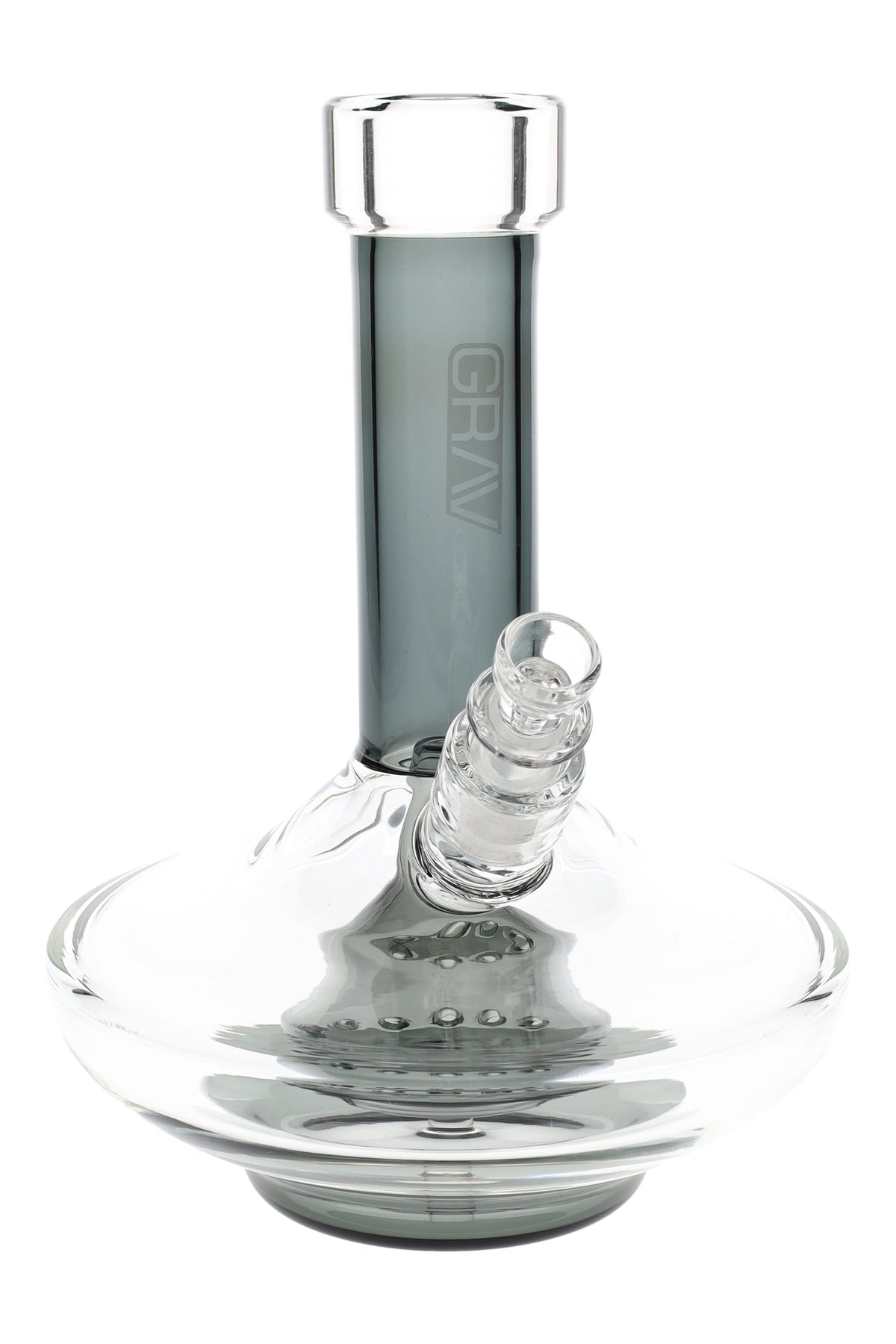 GRAV Small Wide Base Glass Bong “Smoke & Clear” – 8¼″